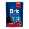 Brit Premium Cat Adult Wołowina, Groszek saszetka 100g mokra karma dla kota
